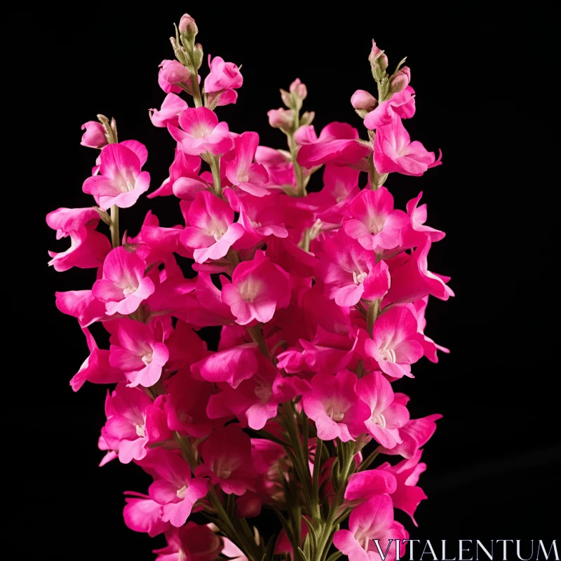 Elegant Pink Flowers with Black Background AI Image