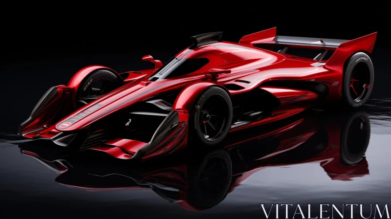 AI ART Red Formula 1 Car Racing in Spotlight