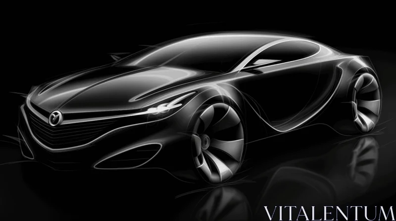 Captivating Black Car Artwork with Organic Shapes and Curved Lines AI Image