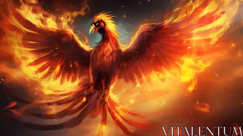 AI ART Majestic Phoenix Digital Painting - Symbol of Hope and Renewal