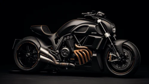Sleek and Mysterious Black and Orange Motorcycle | 8K Resolution