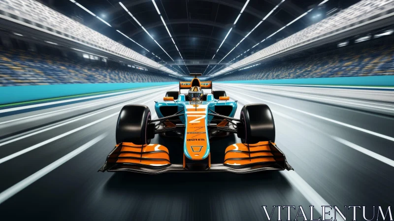 Speed and Competition: Formula 1 Car Racing Through Tunnel AI Image