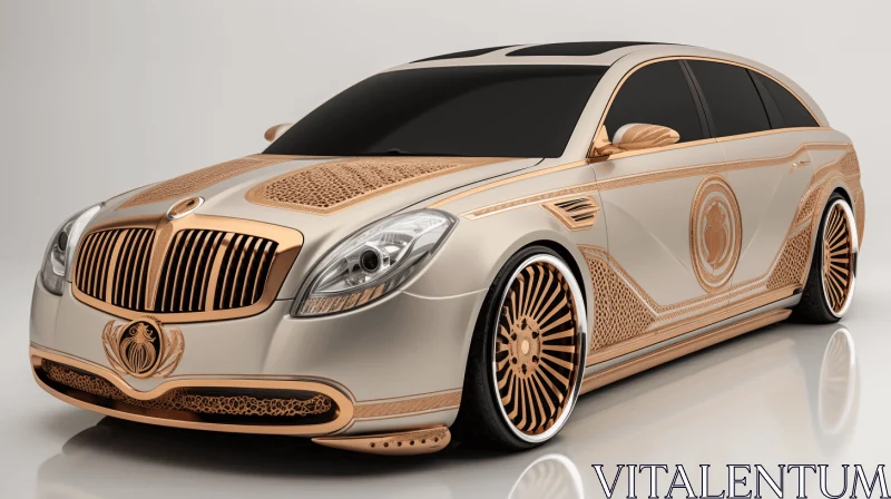 Captivating Gold and Platinum Colored Mercedes with Intricate Detailing AI Image