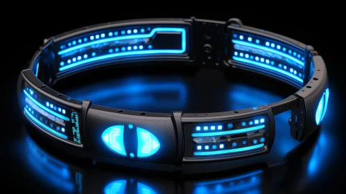 Futuristic Blue Lights Belt | High-Tech 3D Rendering