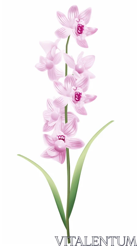 Pink Orchid Flower Vector Illustration - Nature-Inspired Art AI Image