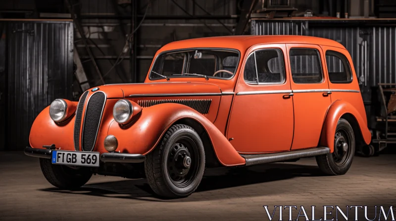 Old Vintage German Car: Bold Yet Graceful Monochromatic Masterpiece AI Image