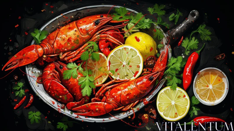 AI ART Delicious Crawfish Bowl - Digital Painting