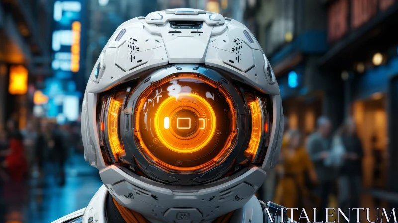 Futuristic Helmet with Single Orange Lens AI Image