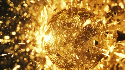 Golden Sphere Explosion - Abstract 3D Render
