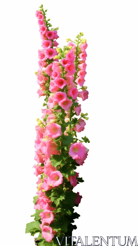 Organic Styled Pink Flower Bush: A Touch of Vietnamese Tradition AI Image