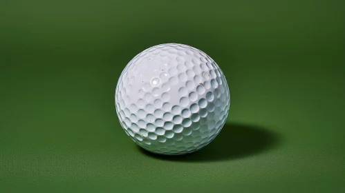 White Golf Ball 3D Render on Green Background