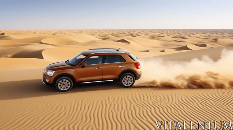 Captivating Desert Journey: Terracotta SUV Driving Adventure AI Image