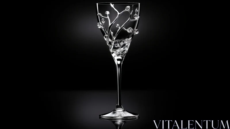 Elegant Crystal Wine Glass with Silver Branches Design AI Image