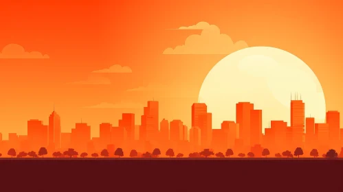 Cityscape Sunset Digital Painting