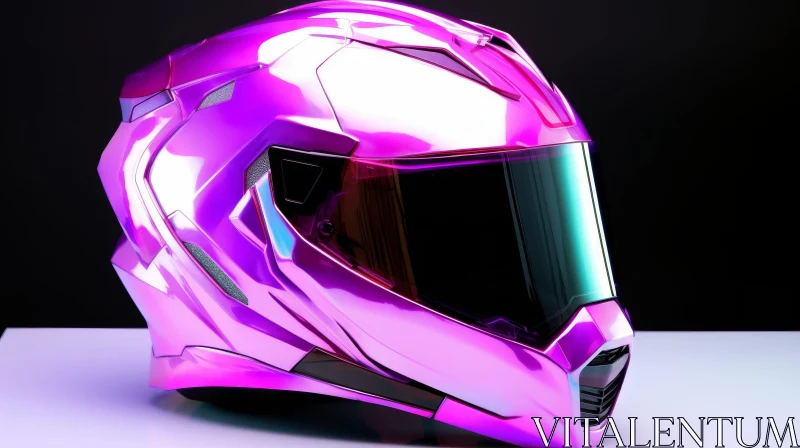 Pink Motorcycle Helmet 3D Rendering AI Image