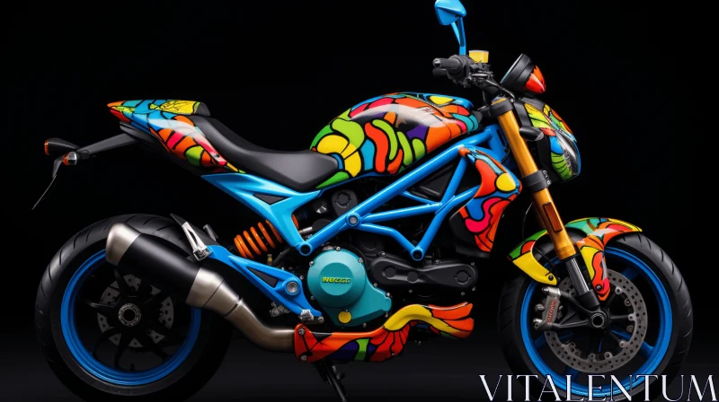 Vibrant Motorcycle Artwork | Colorful Paint Job | Comic Book-Esque Aesthetic AI Image