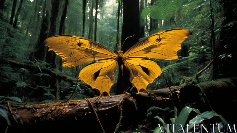 Yellow Butterfly in Rainforest - Monumental Environmental Art AI Image