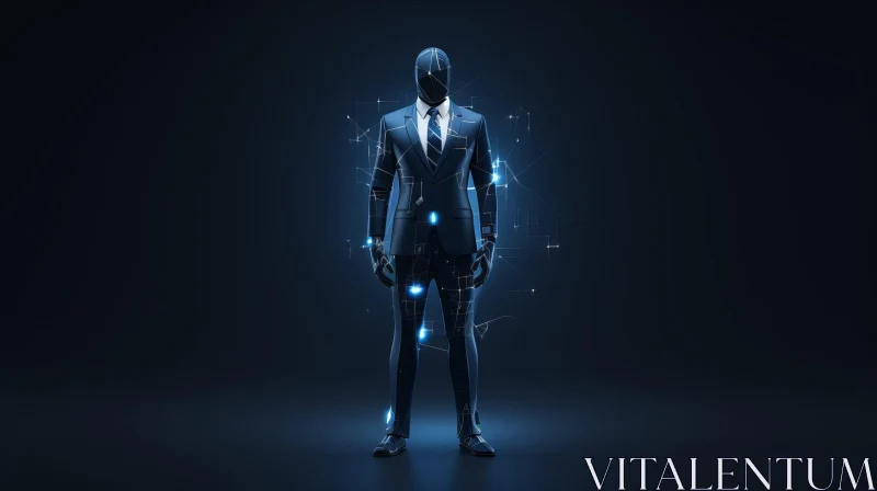 3D Man in Suit Artwork AI Image