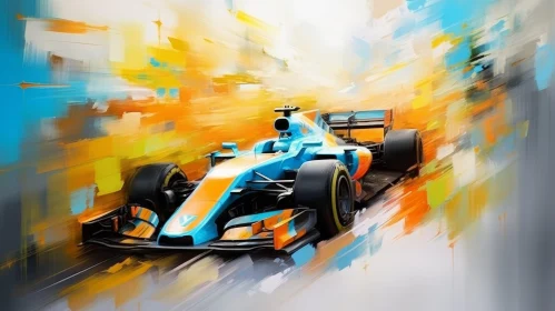 Dynamic Formula 1 Race Car Abstract Painting