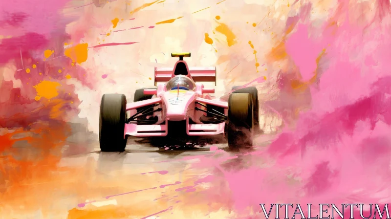 AI ART Pink Formula 1 Car Painting