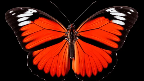 Red and White Butterfly on Black Background - Art of Tonga