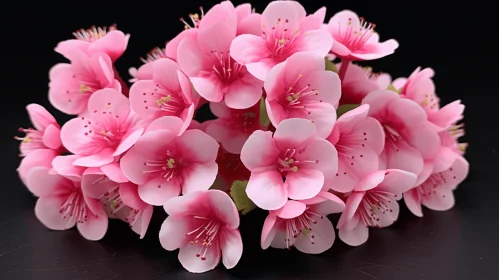 Luminous Cherry Blossom Craft - Pink Flowers on Dark Surface