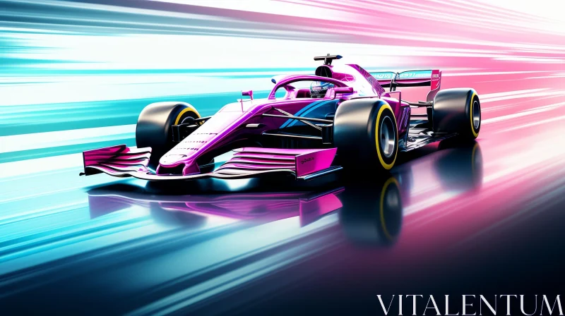 AI ART Pink Formula 1 Racing Car in Motion