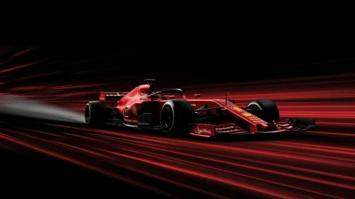 Red Formula 1 Car Racing with Number 16 - Motion Blur Effect