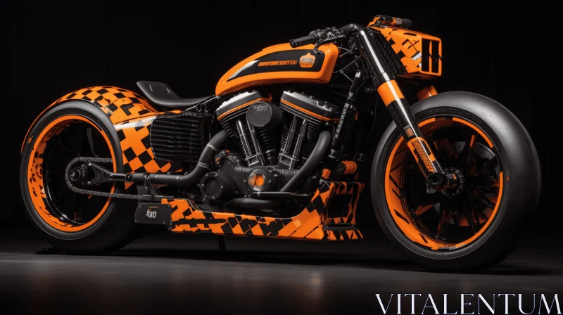 AI ART Orange and Black Motorcycle with TV Attachment | Bold Design