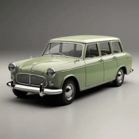 Vintage Green Station Wagon - Realistic 3D Model