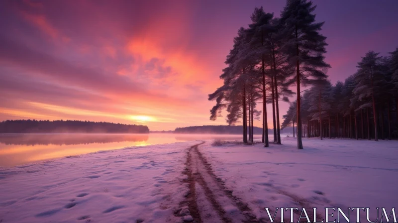 AI ART Winter Landscape Photography: Peaceful Snowy Forest Scene