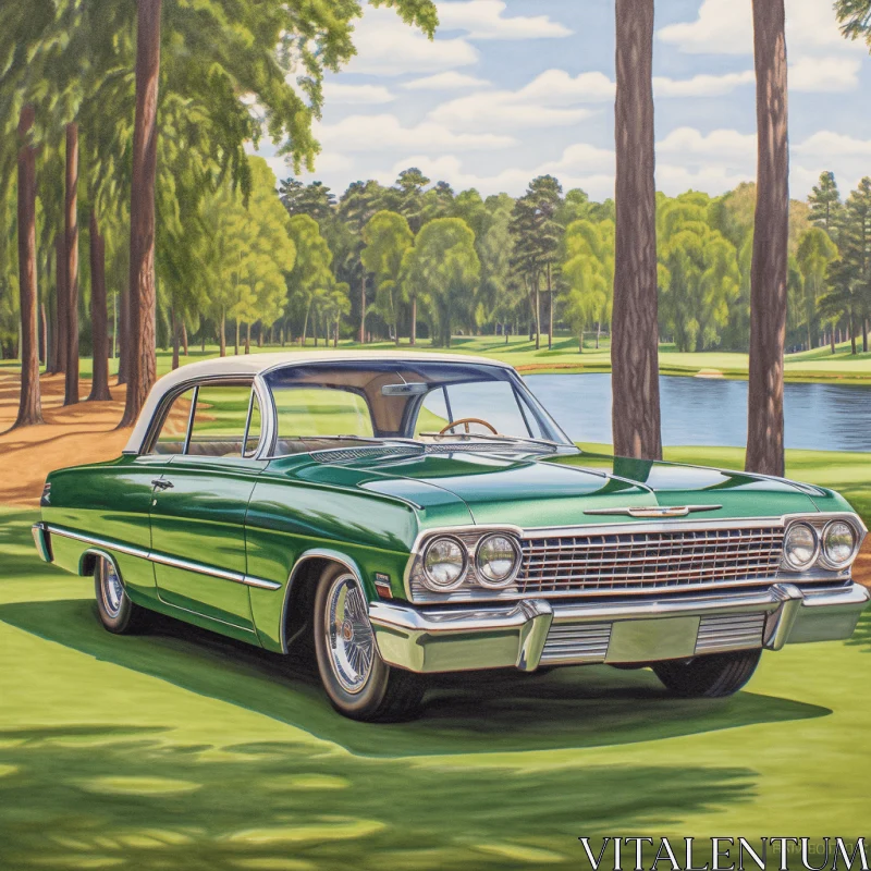 Classic Car Painting in Southern Countryside | Realistic Landscapes AI Image