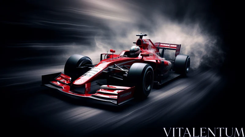 Fast Red Formula 1 Car Racing Action AI Image