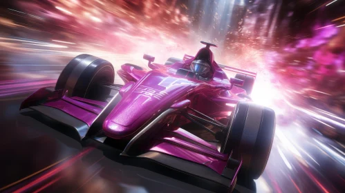 Pink and Black Formula 1 Race Car in Motion