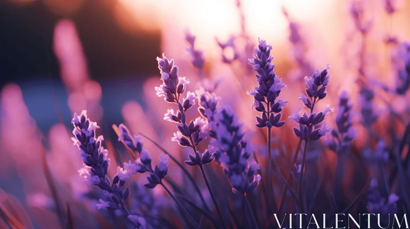 Sunset Lavender Field: A Soft and Dreamy Visual Experience AI Image