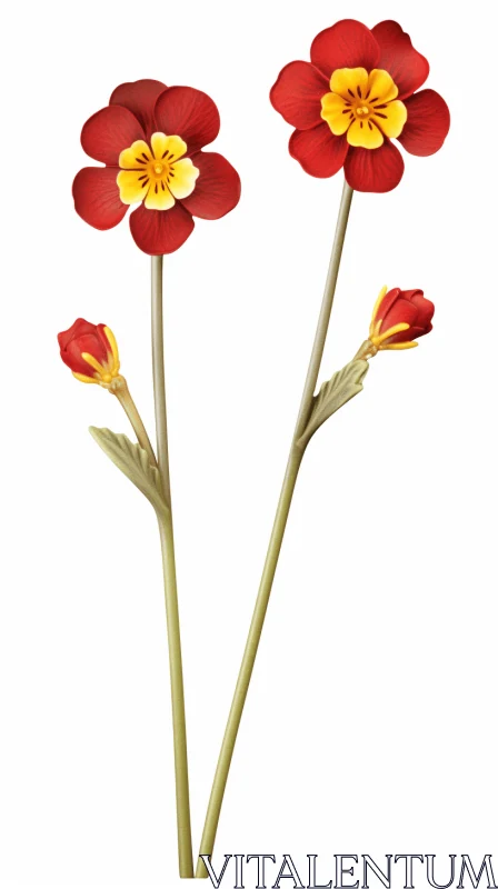 Digitally Enhanced Red Flowers - Prairiecore Aesthetic AI Image