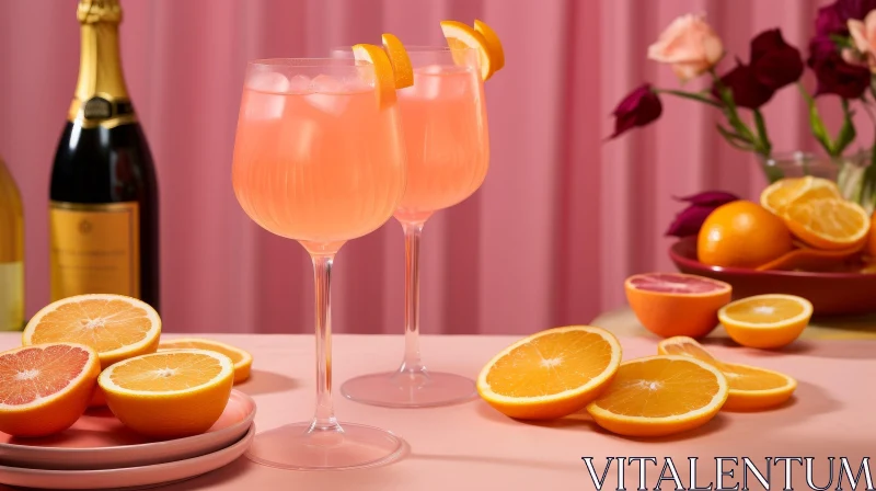 Refreshing Orange Cocktail on Pink Background AI Image