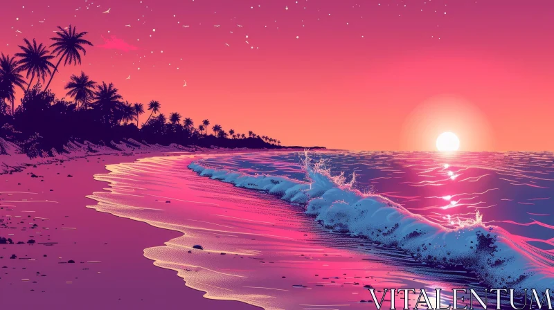 Tranquil Sunset Over Ocean - Perfect Vacation Scene AI Image
