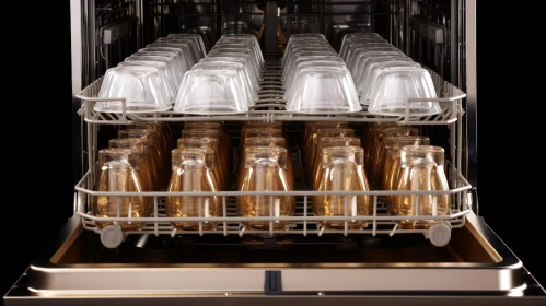 Modern Dishwasher with Glass Racks AI Image