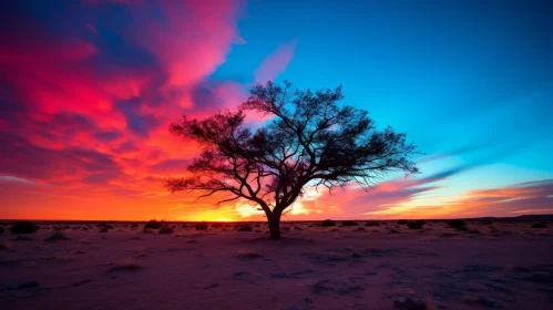 Solitary Tree in Desert - Majestic Nature Scene