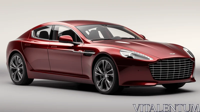 Stunning Red Aston Martin Car on Silver Background | Hyper-Detailed Renderings AI Image