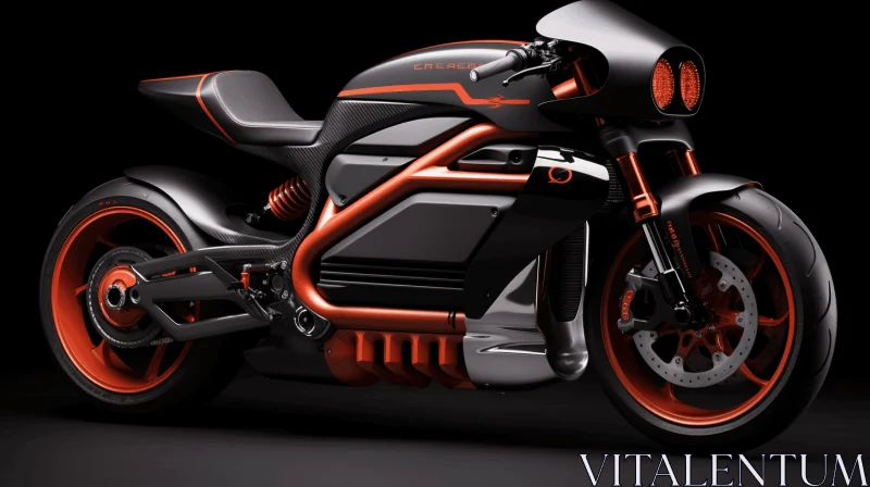 Captivating Electric Motorcycle Concept in Dark Silver and Orange AI Image