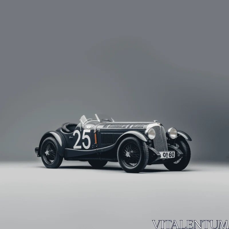 Antique Race Car on Gray Background | Bold Chromaticity | Anglo Gothic AI Image