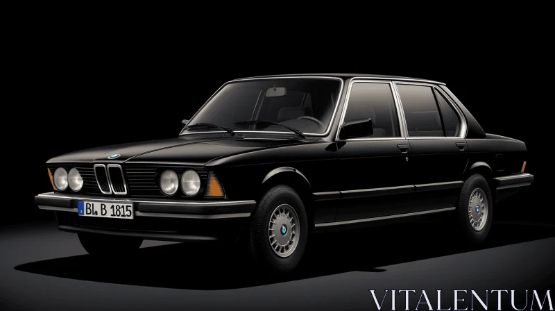 Timeless Nostalgia: Elegantly Formal Black BMW in Neoclassical Symmetry AI Image