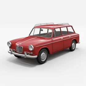 Vintage Red Car Parked on White Background - Photorealistic Rendering