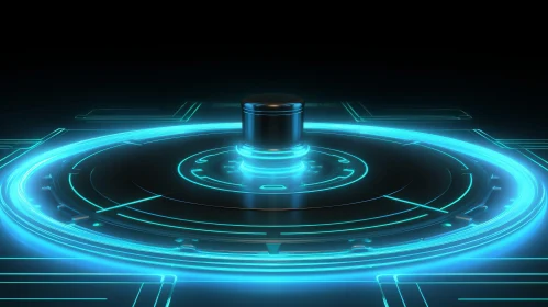 Futuristic 3D Rendering with Glowing Blue Circle