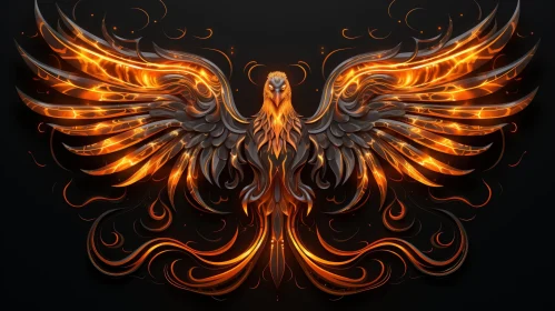 Phoenix Rising Digital Painting - Mythical Bird Artwork