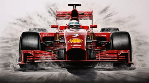 Red Formula 1 Racing Car in Motion