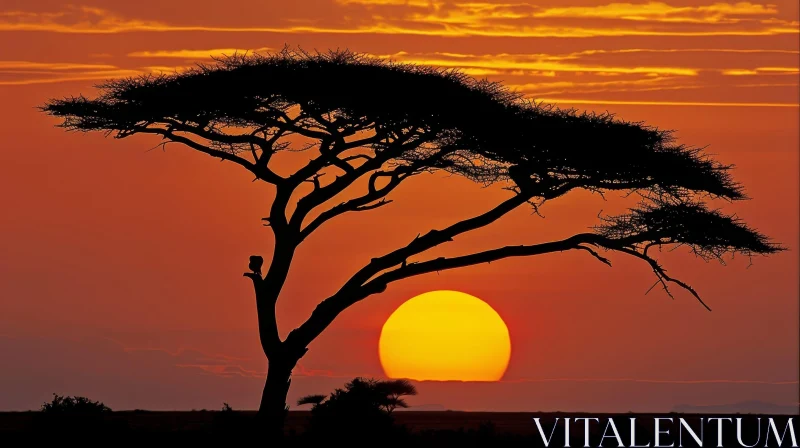Serene African Sunset in Nature AI Image