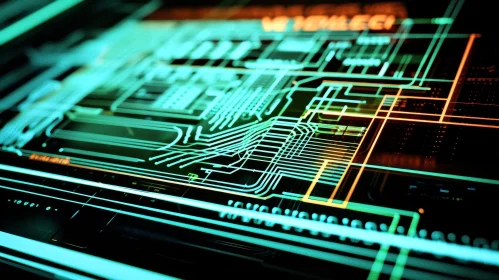 Green Electronic Circuit Board Close-Up